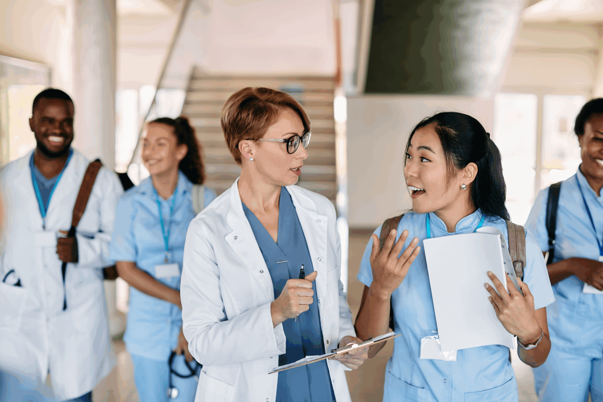 Healthcare Professionals and Medical Students Talk and Commute Together